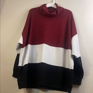 EUC Lane Bryant Women’s Burgundy, White, and Black Tunic Size 22/24 #110